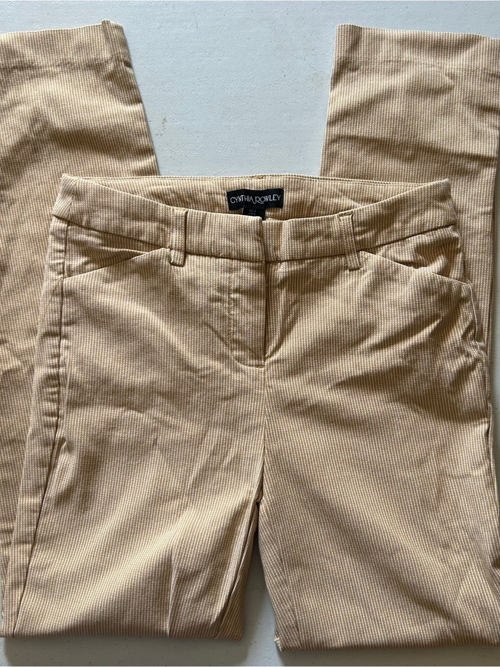 Cynthia Rowley Pale Yellow Pinstripe Trousers ✨ Size 2